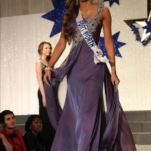 Tony bowls Custom Swarovski crystal chiffon gown